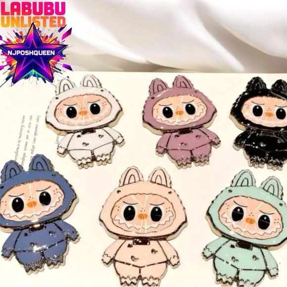 LABUBU BLACK Foldable Rotating Phone Stand with Mirror & Surprise Bonus Gift - Picture 2 of 5